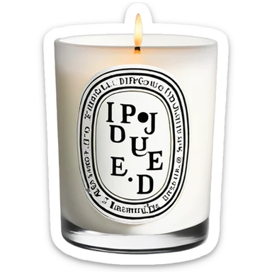 realistic white  coloured diptyque branded candle sticker