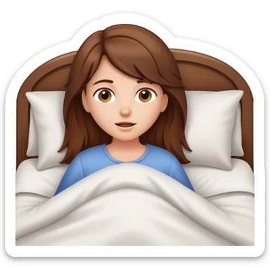 Girl with brown hair waking up out of bed sticker