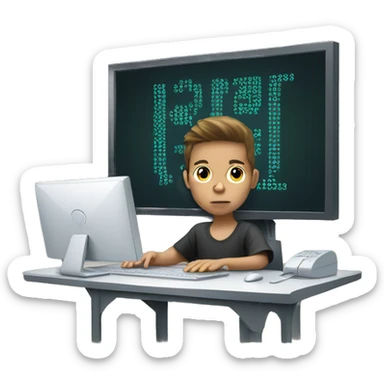 a young boy infront of a computer hacking away that reads "MoC" sticker