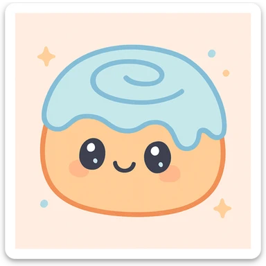 a sweet roll, kawaii style, cute face, pastel colors sticker