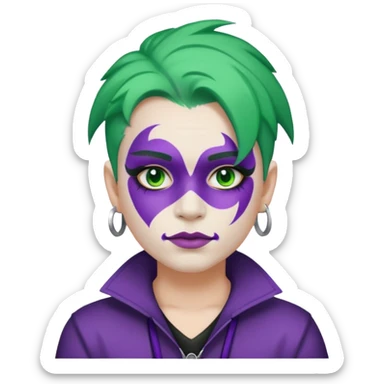 Glitter Purple and White Joker Gangster Green Hair sticker