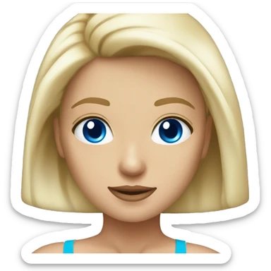 Blonde girl blue eyes bikini top sticker