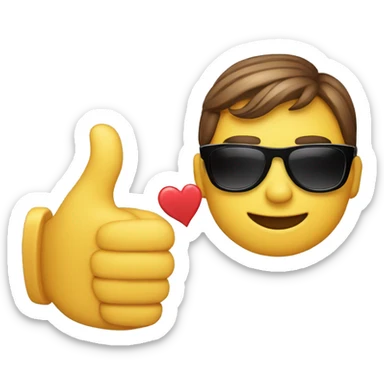 thumbs up emoji represents the "like," the face throwing a kiss emoji represents the "kiss," and the sunglasses emoji adds a cool and stylish touch to the message. sticker