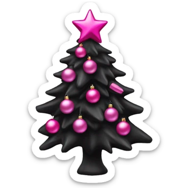 black christmas tree with pink ornaments  sticker