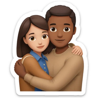 Couple hugs polaroid sticker