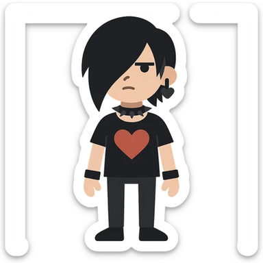 flat toon style emo character sticker