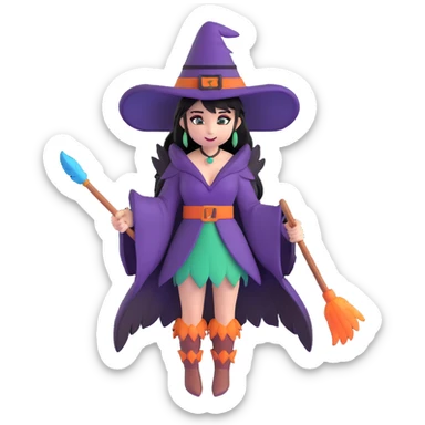 Morrigan from Dragon Age as a witch with feather outfit sticker