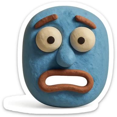 claymation style blue face with a funny, vacant expression sticker