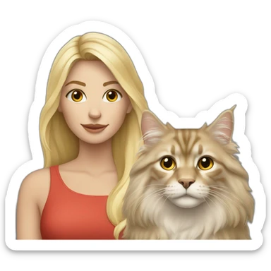 Blonde woman with with maincoon sticker