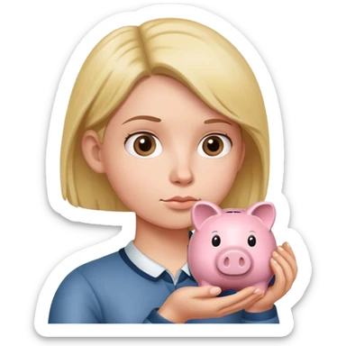 holding a piggy bank and looking thoughtful sticker