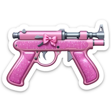 Pink glitter gun AK with bow sticker