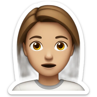 normal tone angry girl with brown hair sticker