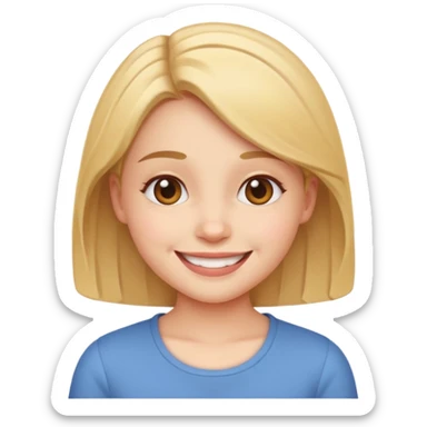 small cute young woman smiling, Slack emoji style sticker