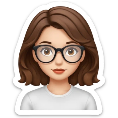 Pretty girl with sport brown wave hair with black glasses sticker
