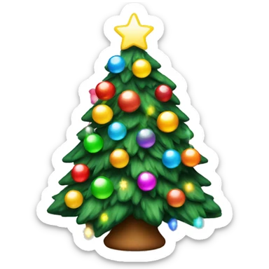cute christmas tree with colorful lights sticker