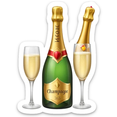 girl with Champagne bottle with party cap, only bottle. sticker