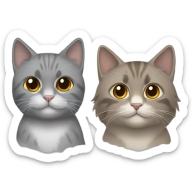 two cats, one brown long hair and one gray short hair sticker