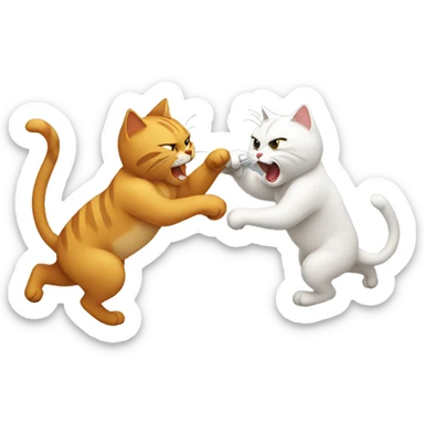 cats fighting  sticker