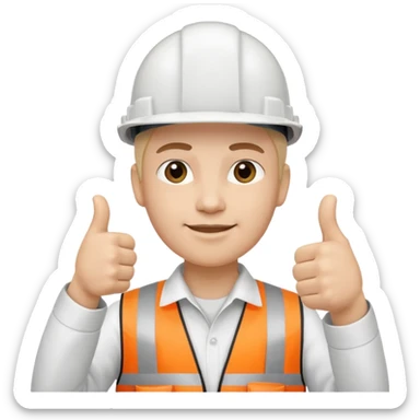 Cara de persona con casco blanco inginierl civil con pulgar arriba sticker