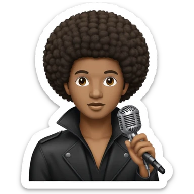 soul music singer with microphone and afro hairstyle sticker
