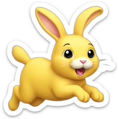 yellow bunny running to the right sticker