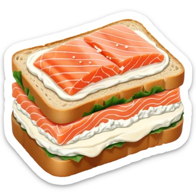 slice of bread with cream cheese and salmon sticker
