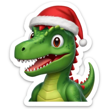 dinosaur with christmas hat sticker