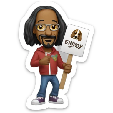 Snoop dog Holding a sign that says Enjoy sticker