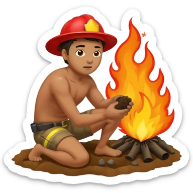 Man trying to get the fire off while rubbing his butt in the tracks sticker
