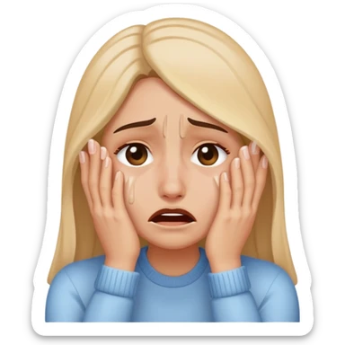crying woman covering her face with hands sticker