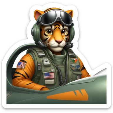 Tiger flying a f-16 sticker