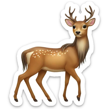 Deer with head of a girl with long hair sticker