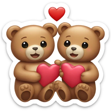 Two teddy bears holding hearts sticker