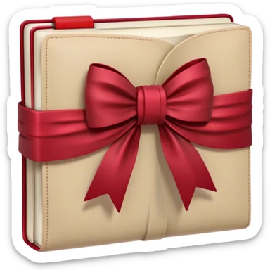 beautiful beige book wrapped in a crimson bow sticker