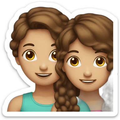 Brown hair girl loves her brown hair sister sticker