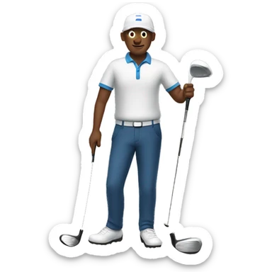 Man with golf clubs sticker