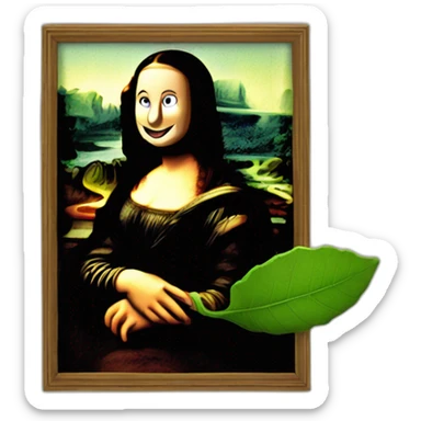 Mona Lisa holding th c leaf sticker