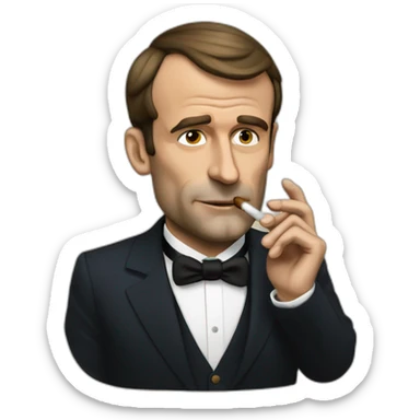 Macron french president smoking cigar sticker