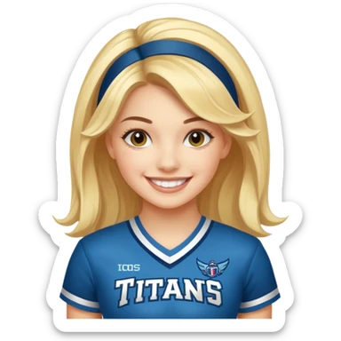 Cheerleader with the words “Sheehan Titans” on her uniform sticker