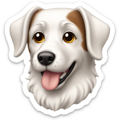 Perro blanco ondulado una sola oreja marron sticker