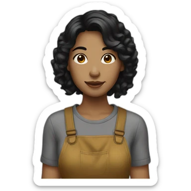 painter woman black hair sticker