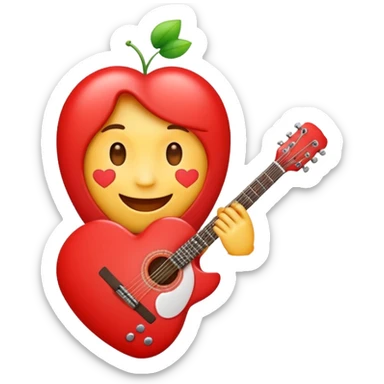 A cute emoji Heart how is holding a guitar and smile sticker