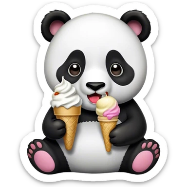 Panda eating ice cream sticker