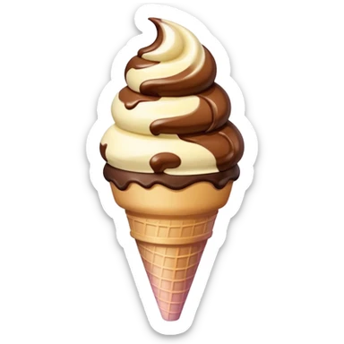 chocolate and vanilla swirl ice cream on cone sticker