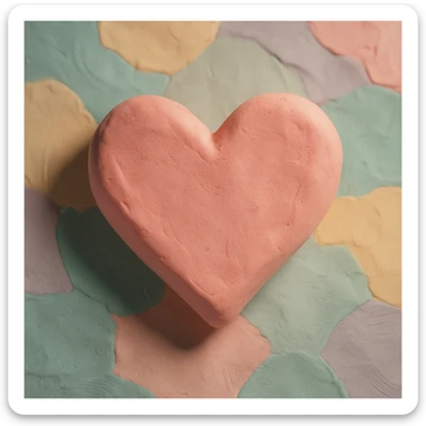 heart symbol, claymation style, matte plasticine, visible fingerprints, pastel colors sticker