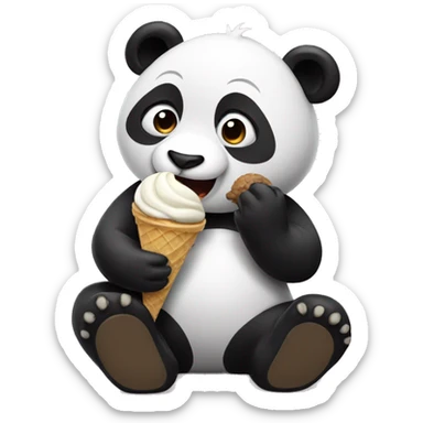 Panda eating ice cream sticker