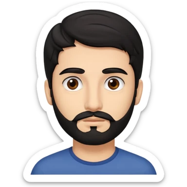 young fair skin Pakistani man with black beard wavy hair and thin brown eyes and thick eyebrows sticker