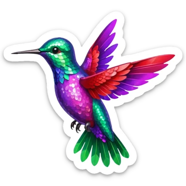hummingbird with red and purple with glitter sticker