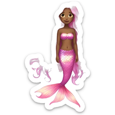 Iridescent mermaid long hair pink full body sticker