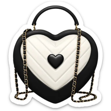 chanel white and black heart shape bag sticker